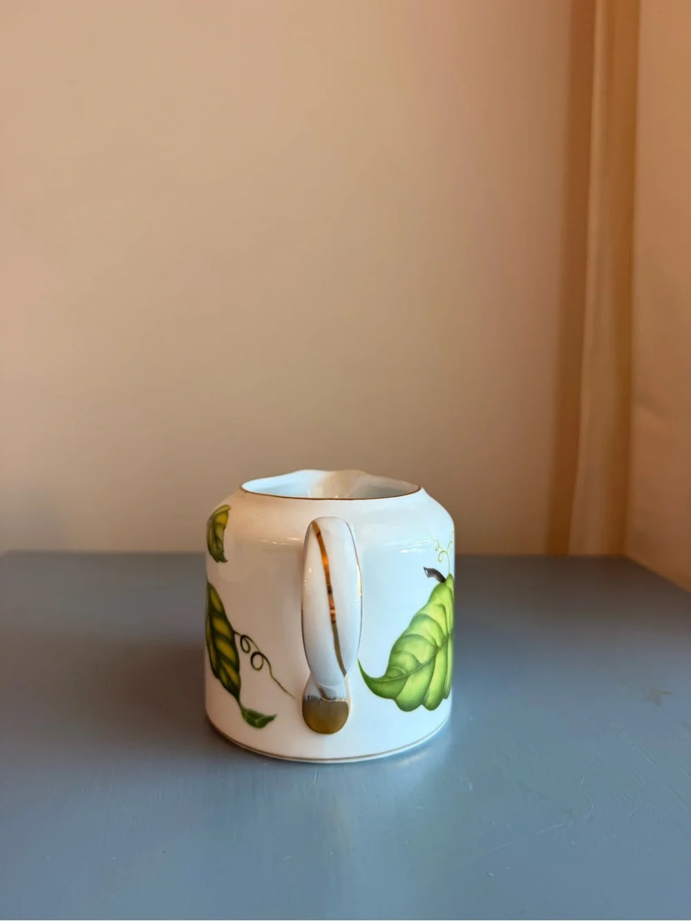 Vintage I Godinger & Co Floral Creamer Pitcher Botanical Porcelain Gold Trim